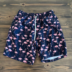 Men’s Old Navy Navy Flamingo Swim Trunks M Summer Beach Tropical Fun